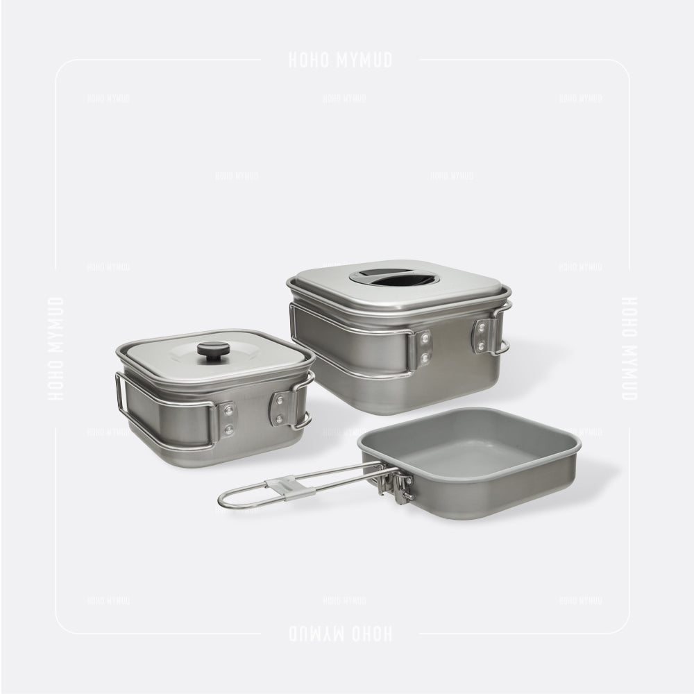 UNIFLAME YAMA COOKER SQUARE 3 日本製 · 輕量 · 煎煮鍋具三件套