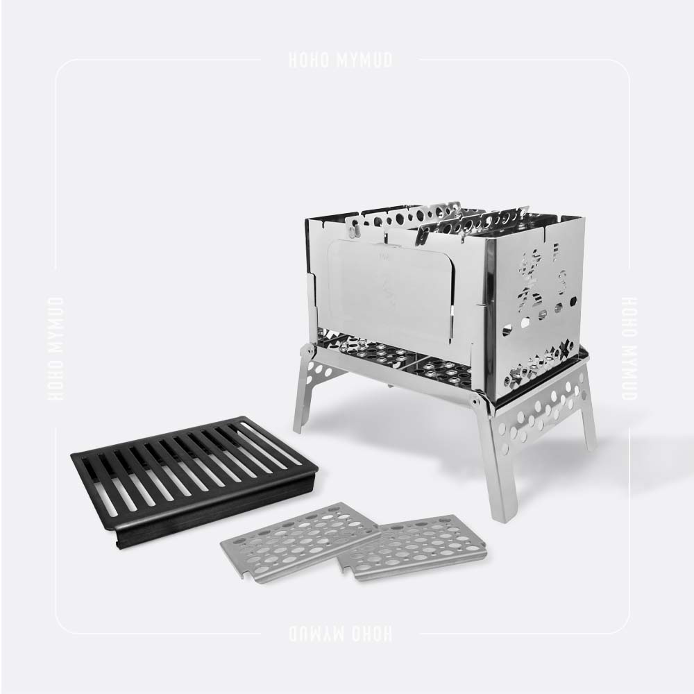 SHO’S  B-6 STAINLESS STEEL FOLDING BARBECUE STOVE 笑’s B-6君不鏽鋼燒烤爐 / 4件組合裝