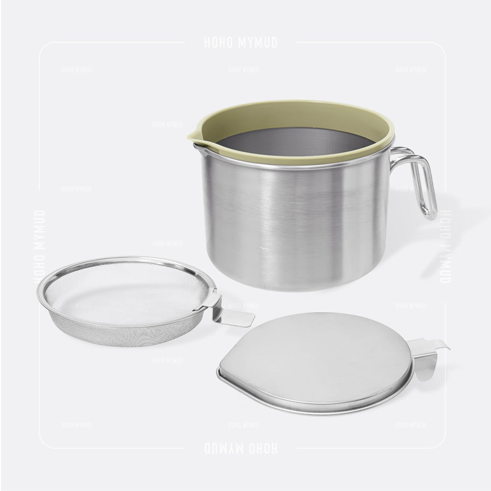 Arnest Stainless Steel Oil Pot with Filter/Slag Strainer, 600ml