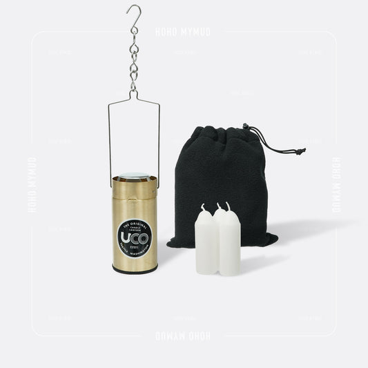 UCO CANDLE LANTERN WITH STORAGE BAG AND 3 CANDLES / Brass 黃銅蠟燭營燈 · 連收納袋及3支蠟燭